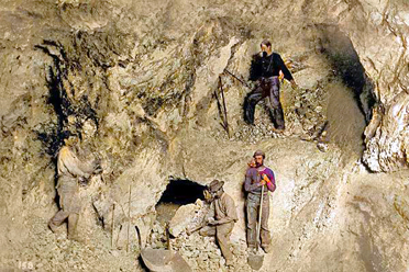 Men working in mine at Calico