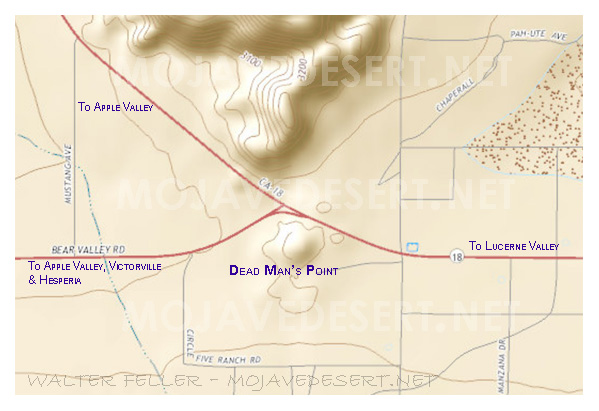 Map showing location of Dead Mans Point in Mojave Desert/Apple Valley