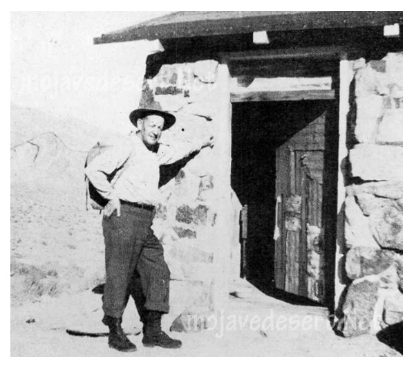 Panamint Russ stands by what is now know as the Geologist's Cabin in Butte Valley, Death Valley