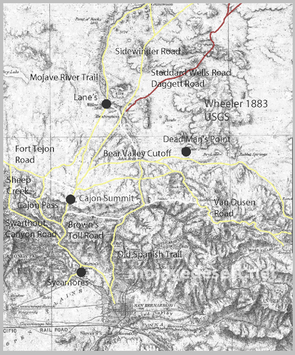 Map of roads and trails in Victor Valley circa 1883 (and other misc)