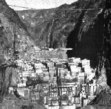 Photograph of the block construction of Hoover Dam.