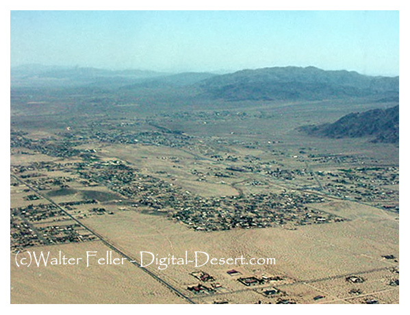 aerial photo of Joshua Tree Village, California, Mojave Desert