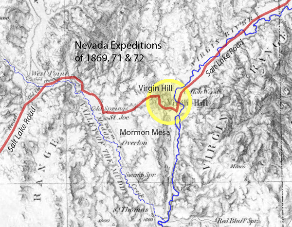 Map showing location of Virgin Hill at Mormon Mesa