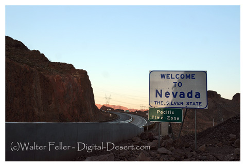 Welcome to Nevada sign at Hoover Dam, Boulder City, Nevada