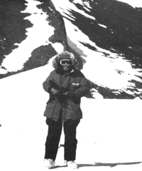 Photograph of scientist in the Ellsworth Mountains of Antarctica