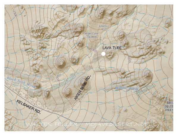map to lava tube in the Mojave Preserve