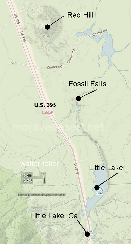 map of southern Rose Valley near Little Lake and Fossil Falls