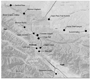 map of Cajon Pass points of interest