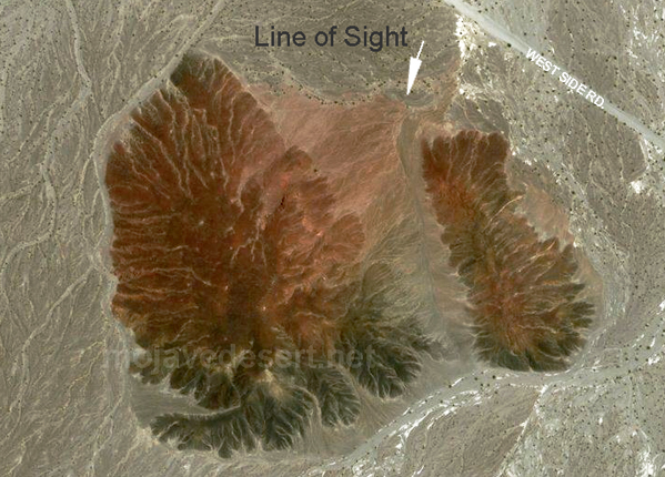 satellite image of split cinder cone in Death Valley