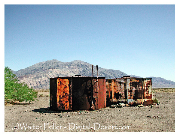 Photo of 20 mule team water tanks in Death Valley