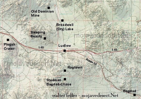 map of Ludlow California area in the Mojave Desert