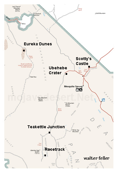 Map of the Scotty's Castle area of Death Valley