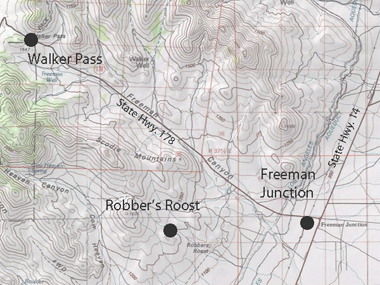 vicinity map of Walker Pass, Freeman Junction & Robber's Roost