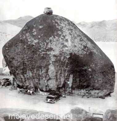 car on top of Giant Rock