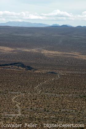 Old Spanish Trail/Mormon Wagon Road across Chicago Valley in Mojave Desert