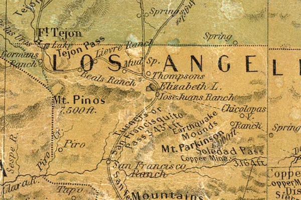 Old map of Tejon Pass Road