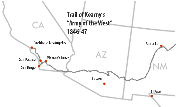Map of Kearny's Army of the West
