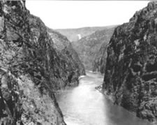 Photo. View of dam site before construction began.