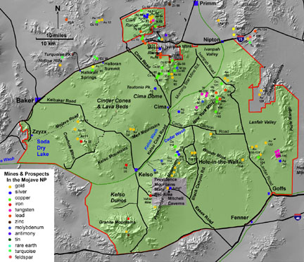 Mineral resources map of the Mojave