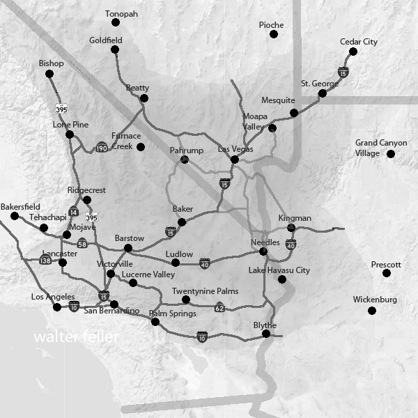 General area road map for the greater Mojave Desert