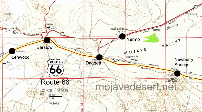 Barstow to Newberry Springs Route 66 map