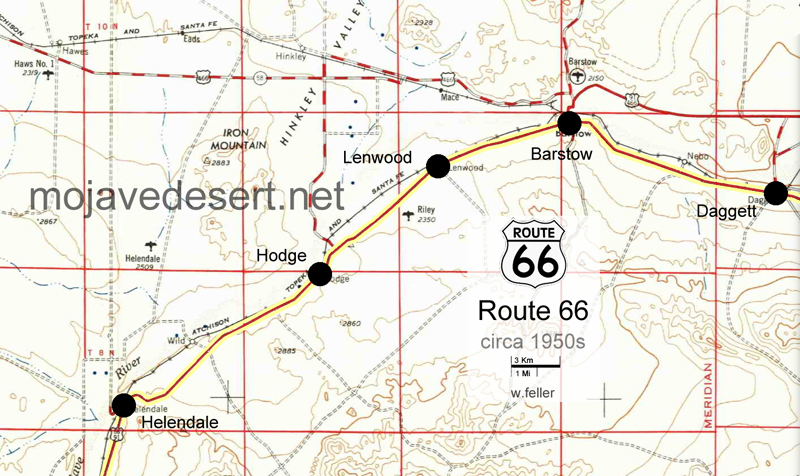 Helendale to Barstow along Mojave River Route 66 map