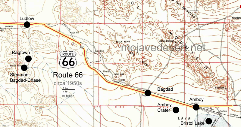 Ludlow tgo Amboy, Route 66 map