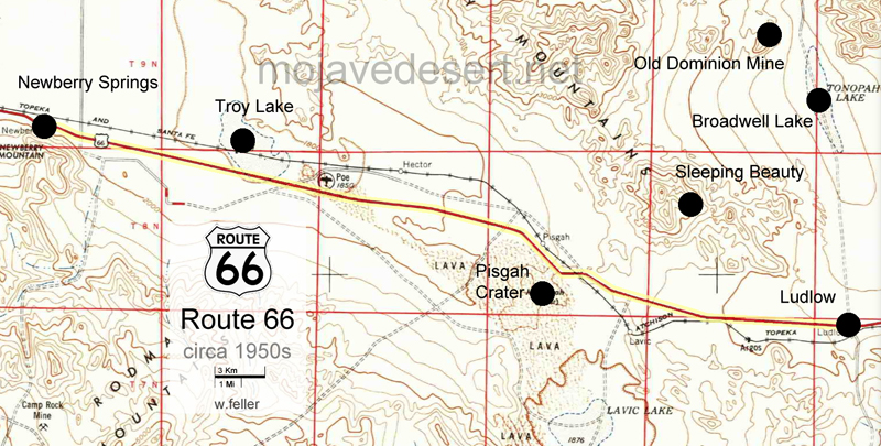 Newberry Springs to Ludlow Route 66 map