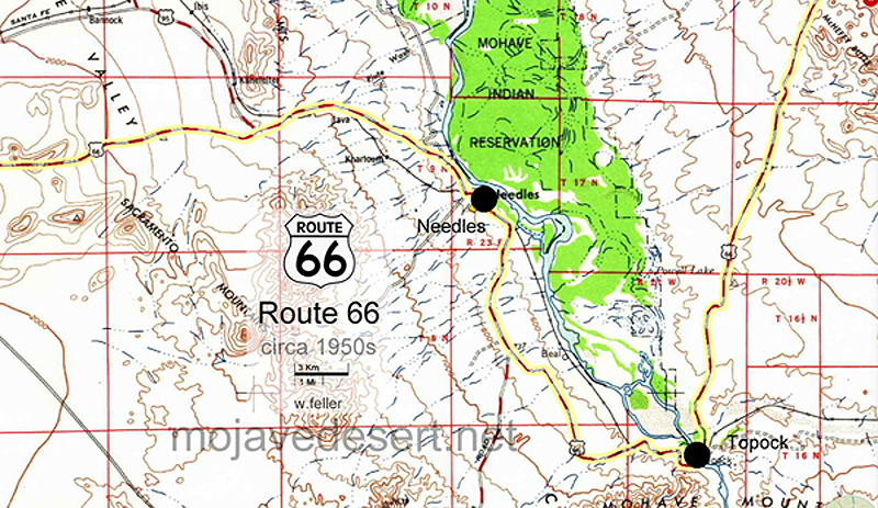 Needles/Topock, Route 66 map