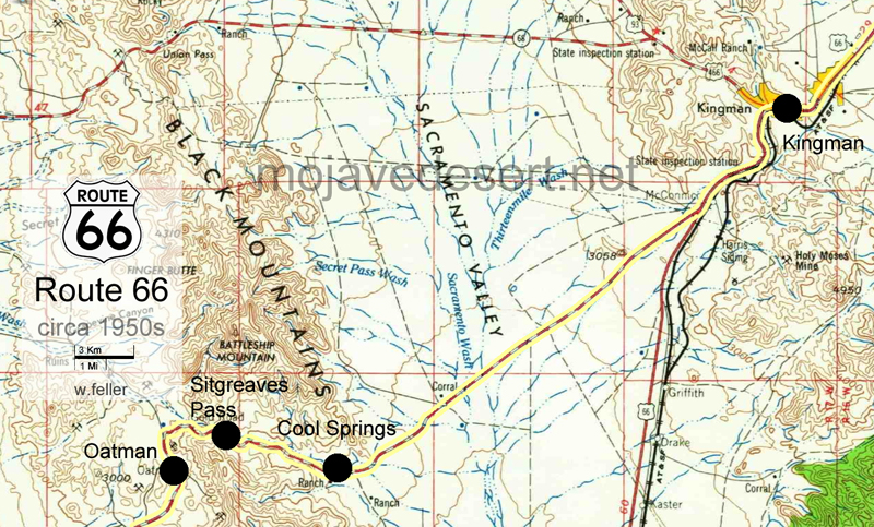 Oatman, Kingman, Route 66 map