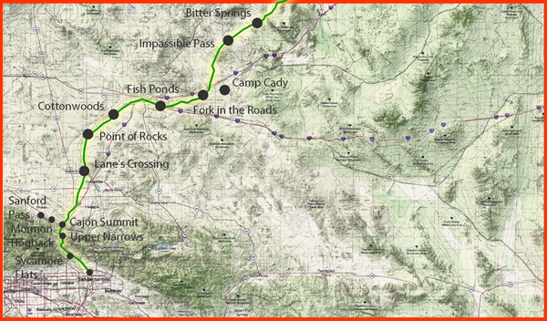 Map of Salt Lake Road between San Bernardino and Bitter Springs