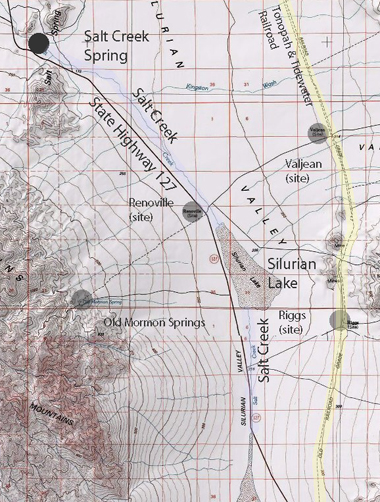 Map of Silurian Lake dry lake area