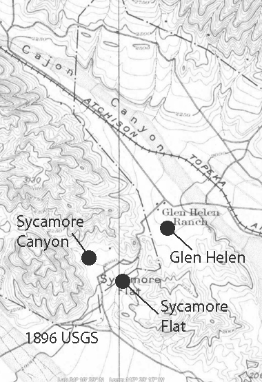 Map of Sycamore Grove/Flats area at base of Cajon Pass