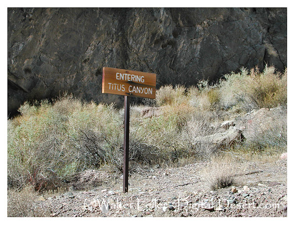 picture of entrance to Titus Canyon in Death Valley