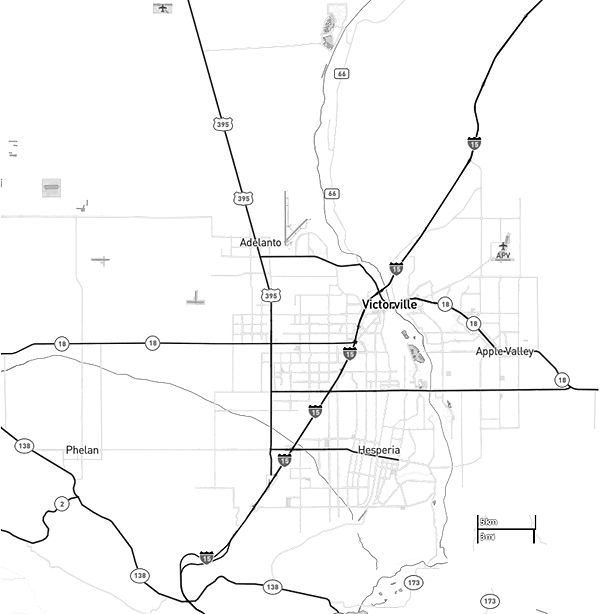 map of victor valley in high desert showing communities