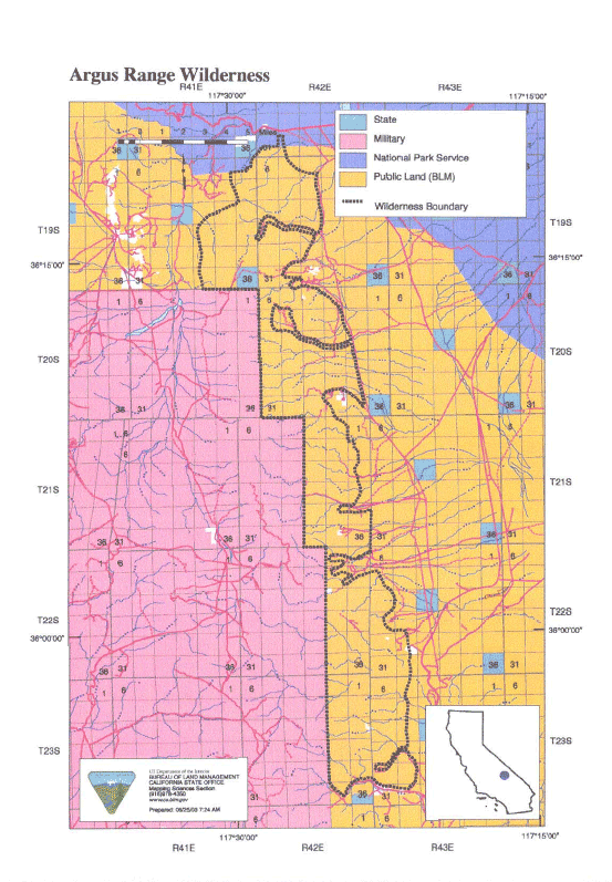 Map of Argus Range Wilderness